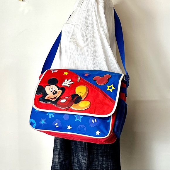 Y2K Disney Mickey Mouse Messenger Book Bag Carry On Bag - Picture 3 of 16